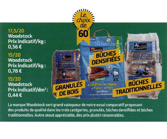 Bois bûches WOODSTOCK, sac de 25 dm³, L. 30 cm, feuillus